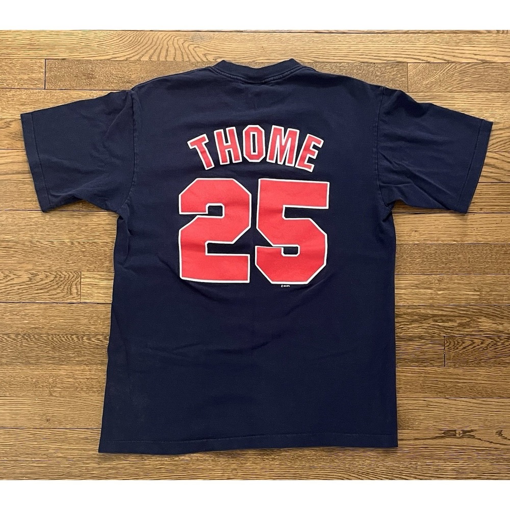 VTG Cleveland Indians Single Stitch T Shirt Thome #25 Tag Size Large- Medium Fit - Picture 2 of 11
